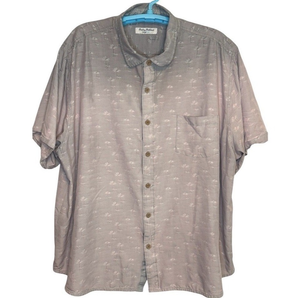 Tommy Bahama Shirt Mens Gray Palm Tree IslandZone Tropical Vacation Beach 3XLB